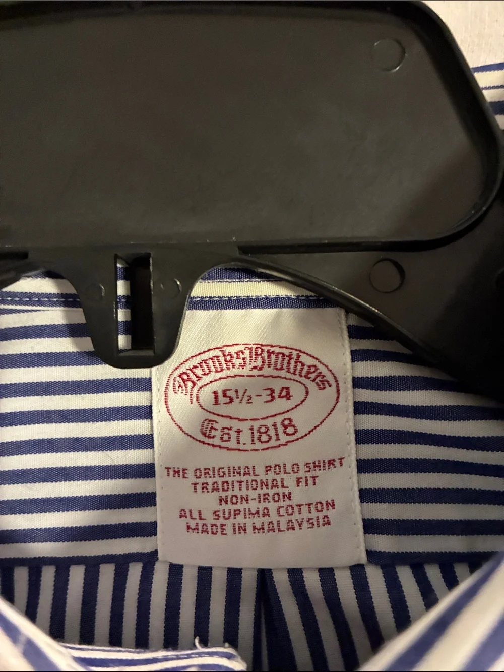 Brooks Brothers Navy and White Striped Button-Down Dress Shirt